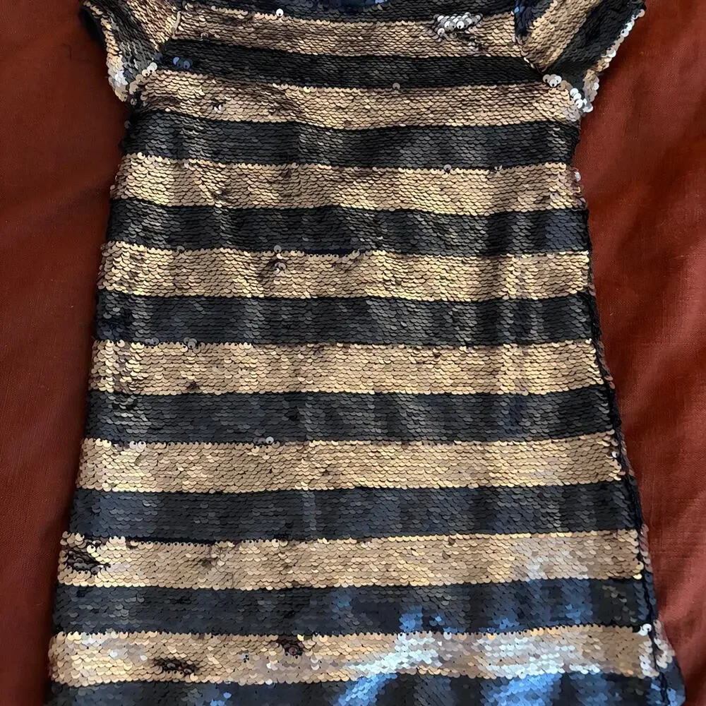 Gap girls xs 5t sequin mini dress striped glam girl